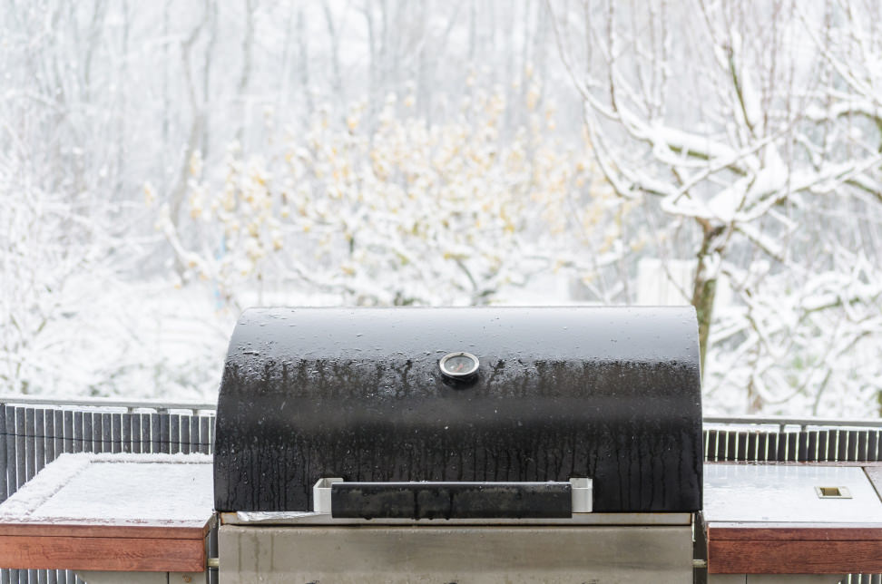 Grill outdoors in snow