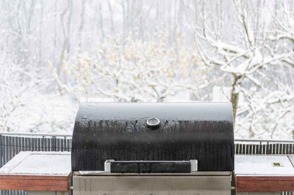 Grill outdoors in snow